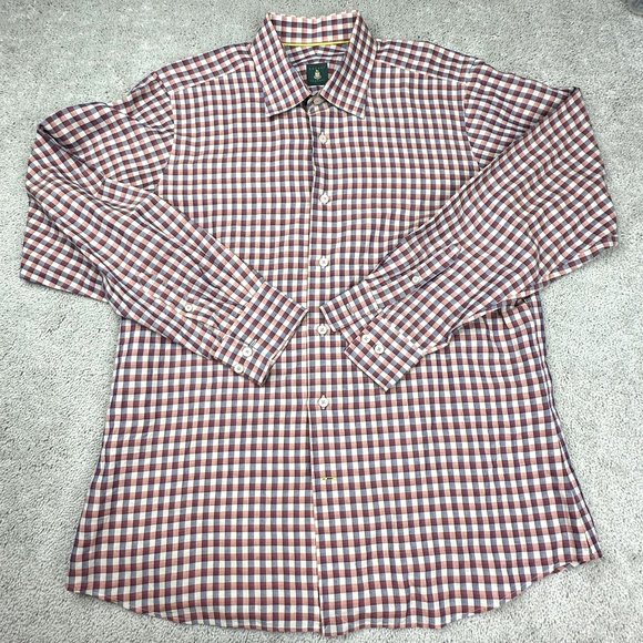 Robert Talbott Men's button down long sleeve checked‎ shirt Size Large - Picture 1 of 9